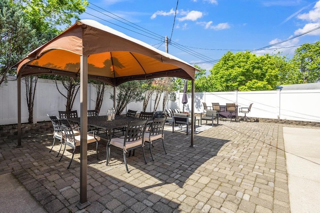 20407 29th Ave, Bayside, NY 11360 - fenced backyard featuring a gazebo, outdoor dining space, and a patio area
