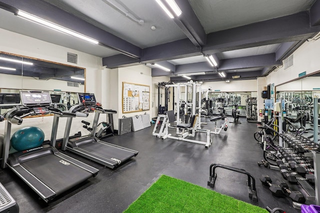 16 Rockledge Unit 3L-1, Ossining, NY 10562 - workout area featuring beamed ceiling