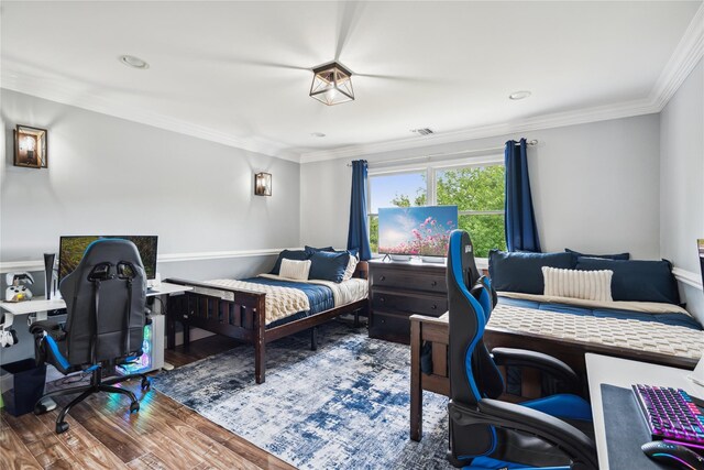 3 Sugar Maple Ct, Dix Hills, NY 11746 - bedroom with a desk, wood finished floors, and crown molding