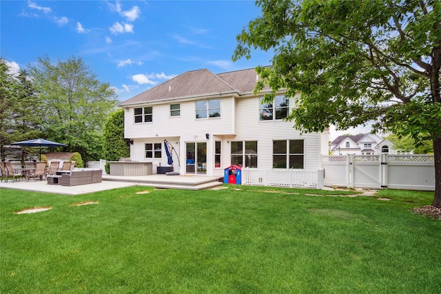 3 Sugar Maple Ct, Dix Hills, NY 11746 - back of house with an outdoor hangout area, a gate, a wooden deck, and a shingled roof