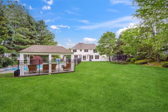 3 Sugar Maple Ct, Dix Hills, NY 11746 - view of yard featuring a gazebo, a trampoline, and a patio area