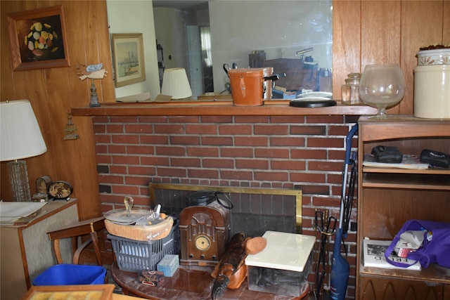 25 Alda Dr, Poughkeepsie, NY 12603 - detailed view of a brick fireplace and wood walls