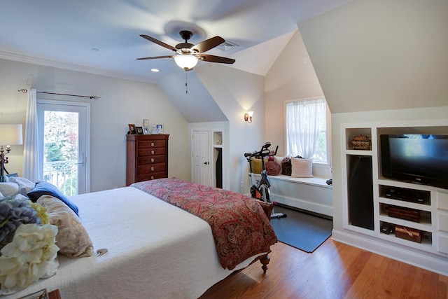2 Goldwin St, Rye, NY 10580 - bedroom featuring wood finished floors, lofted ceiling, and ceiling fan