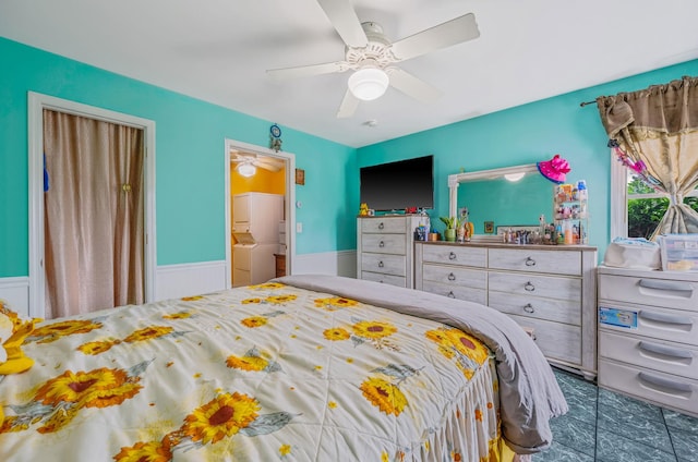 320 Williams Way S, Baiting Hollow, NY 11933 - bedroom with wainscoting and a ceiling fan
