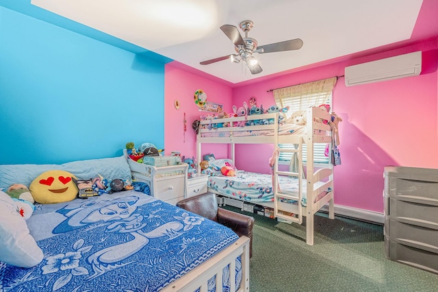 320 Williams Way S, Baiting Hollow, NY 11933 - carpeted bedroom with an AC wall unit and a ceiling fan