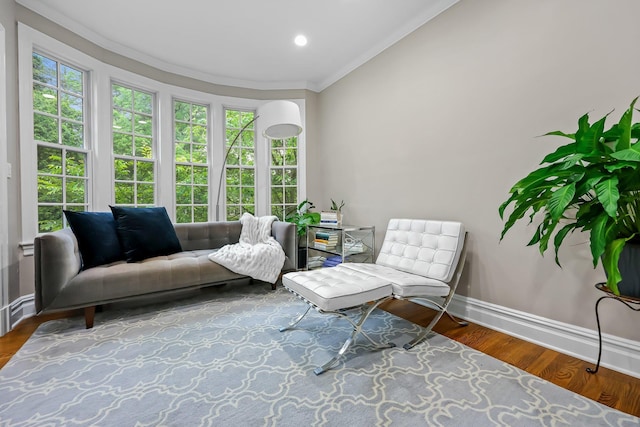 27 Olmsted Rd, Scarsdale, NY 10583 - sitting room with baseboards, crown molding, and wood finished floors