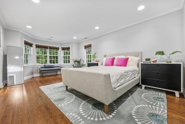 27 Olmsted Rd, Scarsdale, NY 10583 - bedroom featuring wood finished floors, baseboards, crown molding, and recessed lighting