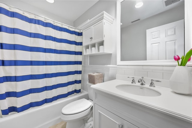 27 Olmsted Rd, Scarsdale, NY 10583 - bathroom featuring toilet, vanity, shower / bath combo with shower curtain, and tile walls