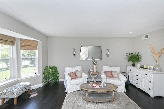 8 Thunder Rd, Miller Place, NY 11764 - living area featuring dark wood-style flooring, baseboards, and recessed lighting