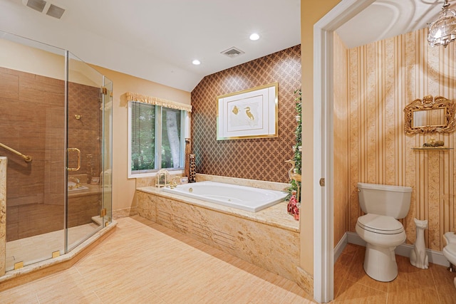 6 Ring Neck Ct, Wading River, NY 11792 - bathroom with a garden tub, a shower stall, recessed lighting, and tile patterned flooring