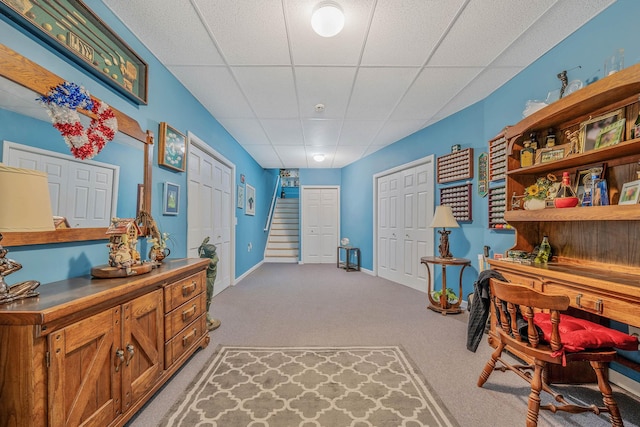 6 Ring Neck Ct, Wading River, NY 11792 - carpeted home office featuring a drop ceiling and baseboards