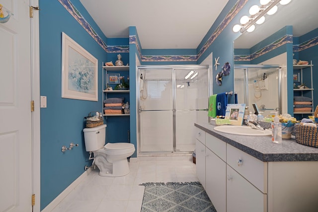 6 Ring Neck Ct, Wading River, NY 11792 - bathroom featuring vanity, a stall shower, and tile patterned floors