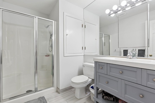 26405 Main Rd, Cutchogue, NY 11935 - full bathroom with vanity, a stall shower, and a chandelier