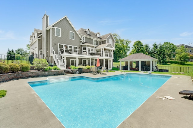 226 Windsor Rd, Fishkill, NY 12524 - view of pool with a gazebo, stairs, a patio, and a diving board