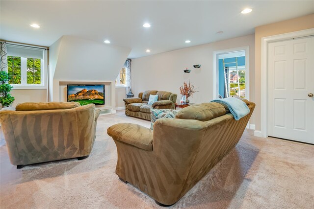 226 Windsor Rd, Fishkill, NY 12524 - living room featuring light carpet, recessed lighting, and healthy amount of natural light
