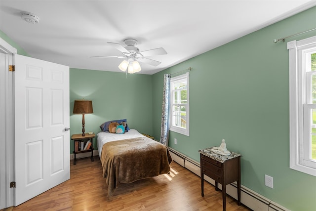 2410 Bruynswick Rd, Wallkill, NY 12589 - bedroom with multiple windows, wood finished floors, and a baseboard radiator