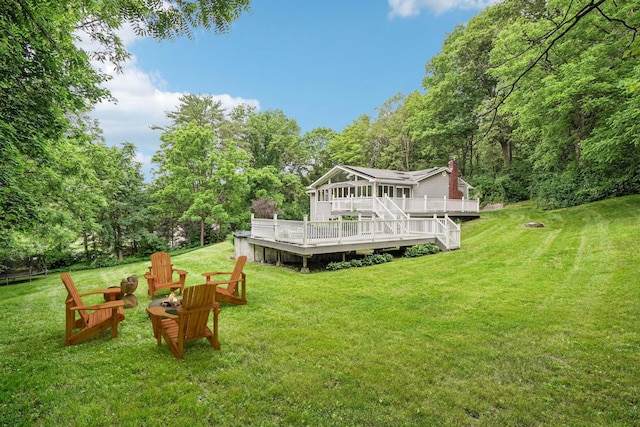 26 Crown Hill Rd, Wappingers Falls, NY 12590 - view of green lawn with a fire pit and a deck