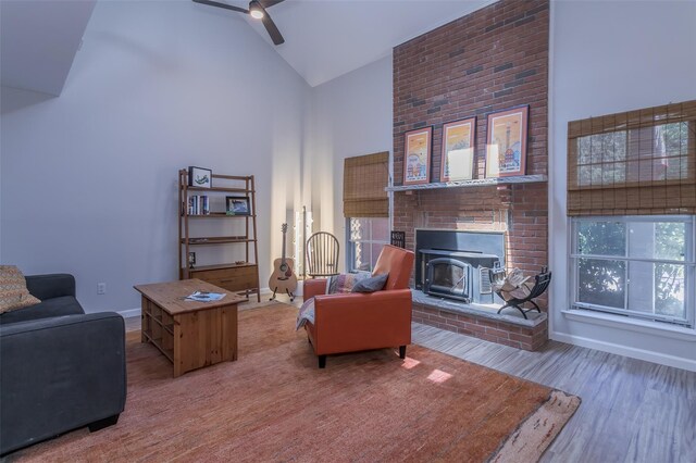 15 Candlestick Ct, Warwick, NY 10990 - living area featuring high vaulted ceiling, wood finished floors, baseboards, and a ceiling fan