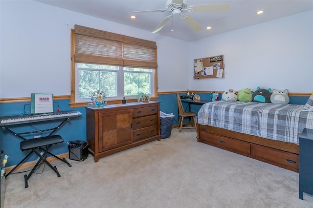 15 Candlestick Ct, Warwick, NY 10990 - bedroom featuring light colored carpet, recessed lighting, and ceiling fan