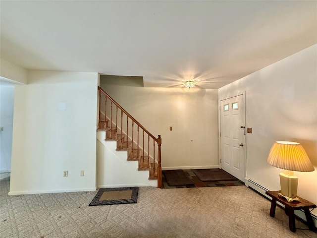 281 Union Ave, New Windsor, NY 12553 - entryway with carpet floors, stairway, and baseboards