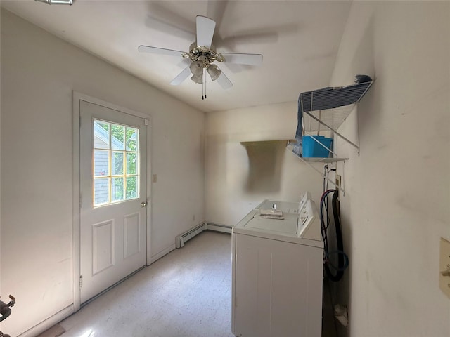 281 Union Ave, New Windsor, NY 12553 - laundry area featuring light floors, washer and dryer, and a ceiling fan