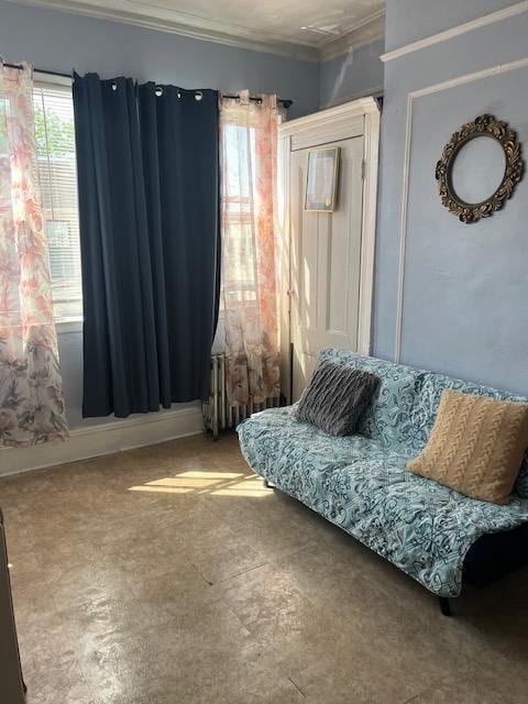 5436 Nurge Ave, Maspeth, NY 11378 - living room with ornamental molding and tile patterned floors