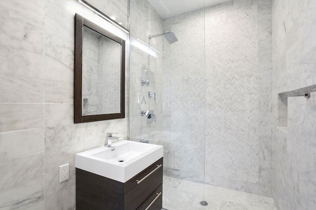 1769 E 13th St Unit 2B, Brooklyn, NY 11229 - full bath with vanity, a walk in shower, and tile walls