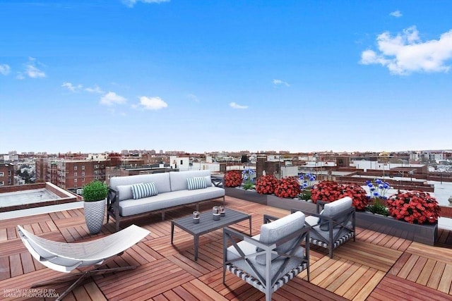 1769 E 13th St Unit 2B, Brooklyn, NY 11229 - wooden terrace with an outdoor living space and a view of city