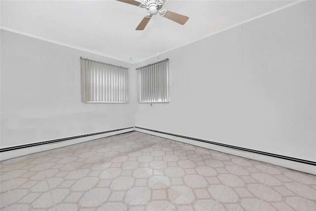 53 Wiltshire Dr, Commack, NY 11725 - empty room featuring crown molding, ceiling fan, and tile patterned floors