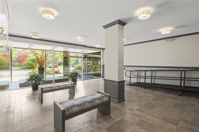 230 Garth Rd Unit 1A1, Scarsdale, NY 10583 - lobby featuring a wall of windows