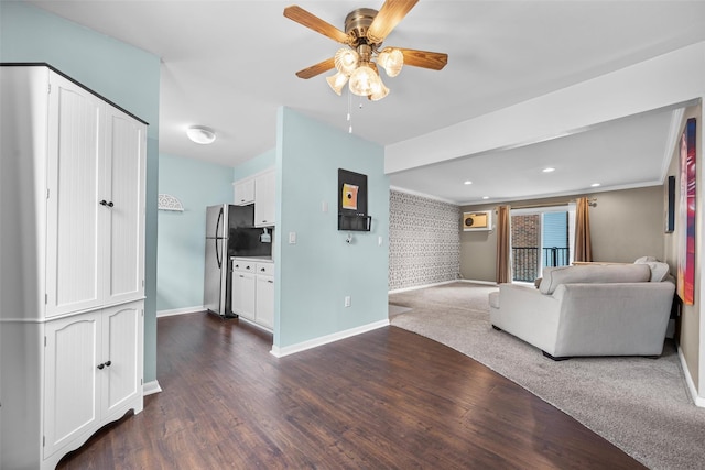 1548 Rte 9 Unit 7C, Wappingers Falls, NY 12590 - living area featuring a ceiling fan, dark wood-type flooring, and recessed lighting