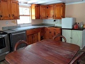 71 Honeywell Ln, Hyde Park, NY 12538 - kitchen featuring brown cabinets, electric stove, and dishwasher