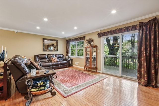 438 Genesee Ct, Suffern, NY 10901 - living area with wood-type flooring, recessed lighting, and ornamental molding