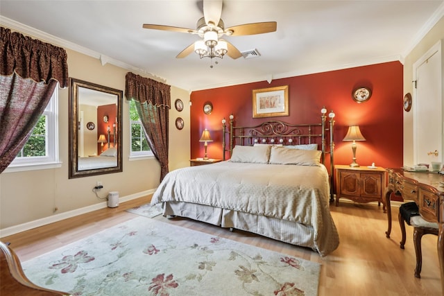 438 Genesee Ct, Suffern, NY 10901 - bedroom featuring crown molding, wood finished floors, and a ceiling fan