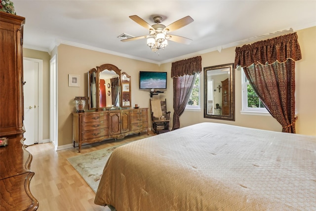 438 Genesee Ct, Suffern, NY 10901 - bedroom featuring wood finished floors, ornamental molding, and a ceiling fan