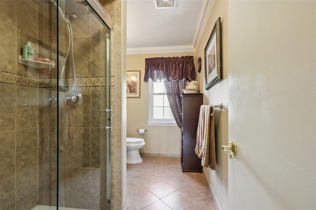 438 Genesee Ct, Suffern, NY 10901 - full bathroom featuring crown molding, a stall shower, and tile patterned floors