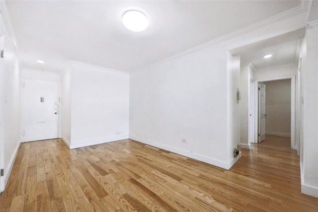 134-54 Maple Ave Unit 3W, Flushing, NY 11355 - empty room with light wood-style flooring, baseboards, and crown molding
