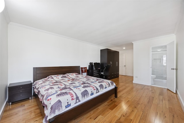 134-54 Maple Ave Unit 3W, Flushing, NY 11355 - bedroom with ornamental molding, wood finished floors, baseboards, and ensuite bathroom