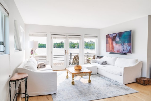 13 W Shore Rd, Kauneonga Lake, NY 12749 - living room with wood finished floors and french doors