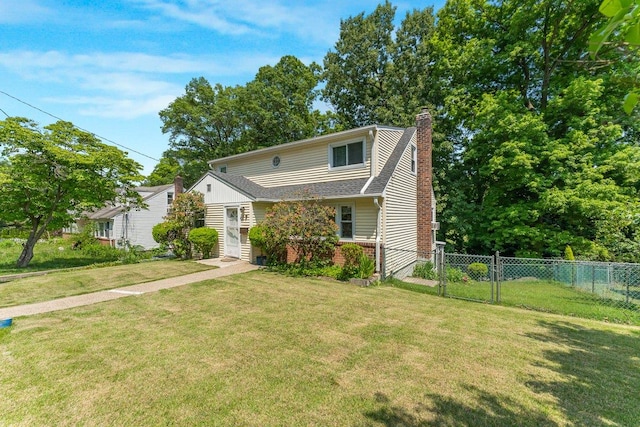 17 Linn Pl, Yonkers, NY 10705 - view of front of house featuring a chimney, a shingled roof, and brick siding