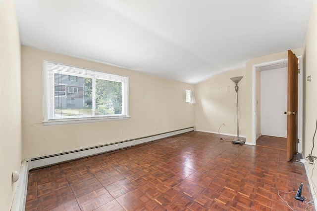 17 Linn Pl, Yonkers, NY 10705 - spare room with a baseboard radiator, healthy amount of natural light, a baseboard heating unit, baseboards, and vaulted ceiling
