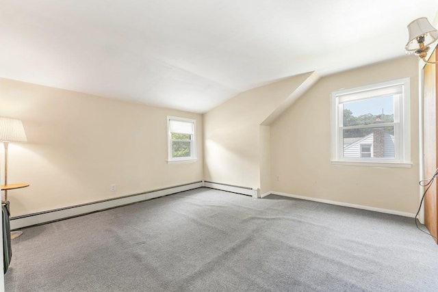 17 Linn Pl, Yonkers, NY 10705 - additional living space featuring vaulted ceiling, carpet, baseboards, and a baseboard radiator