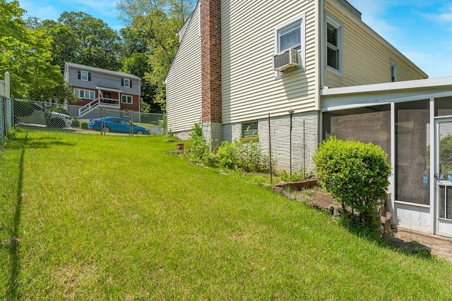 17 Linn Pl, Yonkers, NY 10705 - view of property exterior with a sunroom, cooling unit, and a chimney
