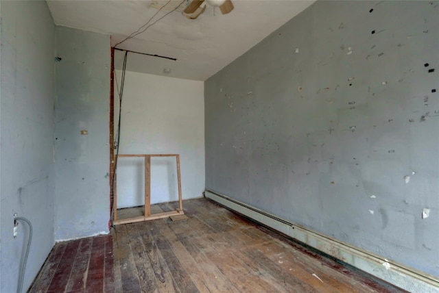 161 Wright St, Staten Island, NY 10304 - empty room featuring hardwood / wood-style floors, a baseboard radiator, and a ceiling fan