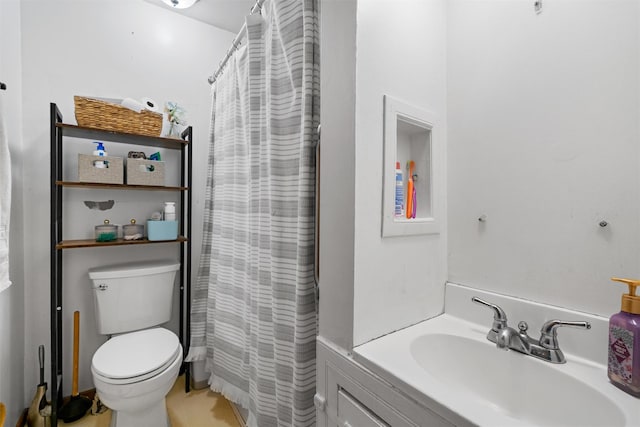 69 Wickham Dr, Warwick, NY 10990 - bathroom with toilet, curtained shower, and vanity