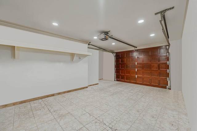 16136 90th St, Howard Beach, NY 11414 - garage featuring a garage door opener and recessed lighting