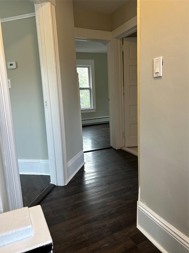 11 Fox Holw, Hillburn, NY 10931 - hall with a baseboard heating unit and dark wood-type flooring