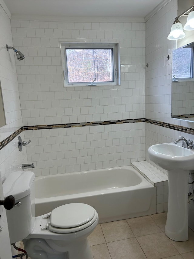 11 Fox Holw, Hillburn, NY 10931 - bathroom featuring tile patterned floors,  shower combination, tile walls, and tasteful backsplash