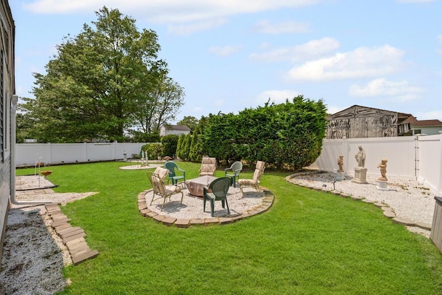 220 Farhan Ln, North Babylon, NY 11703 - view of yard featuring a fire pit and a patio