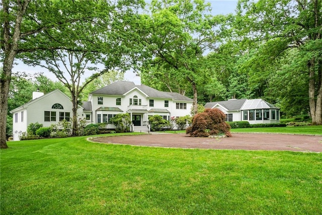 792-820 Old Post Rd, Bedford, NY 10506 - view of front of property featuring a front yard and driveway